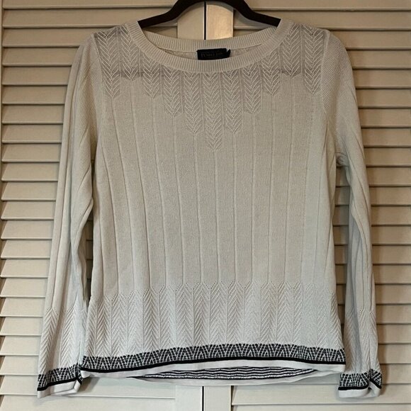 Pendleton women's sweater white cotton linen medium petite - Picture 1 of 8